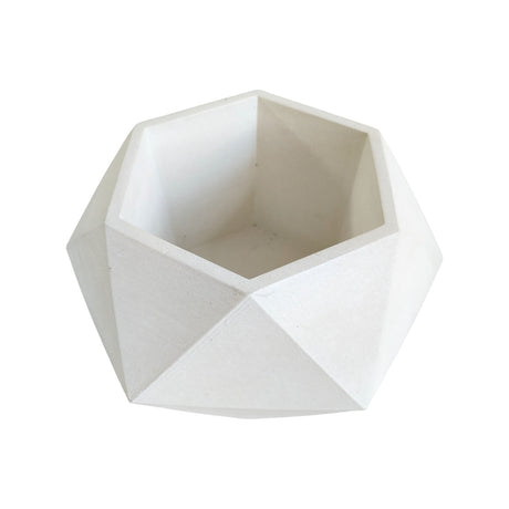 Matera de mesa Adara Blanco 18x11cm de Cemento Hexagonal de 2.3 Litros - Jardineria | Bylmo