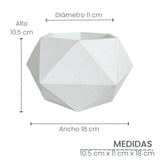 Matera de mesa Adara Blanco 18x11cm de Cemento Hexagonal de 2.3 Litros - Jardineria | Bylmo