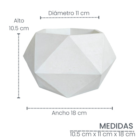 Matera de mesa Adara Blanco 18x11cm de Cemento Hexagonal de 2.3 Litros - Jardineria | Bylmo