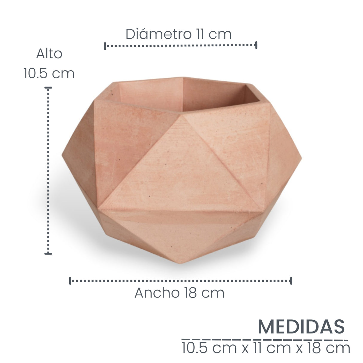 Matera de mesa Adara Palo de Rosa 18x11cm de Cemento Hexagonal de 2.3 Litros - Jardineria | Bylmo
