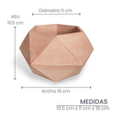 Matera de mesa Adara Palo de Rosa 18x11cm de Cemento Hexagonal de 2.3 Litros - Jardineria | Bylmo