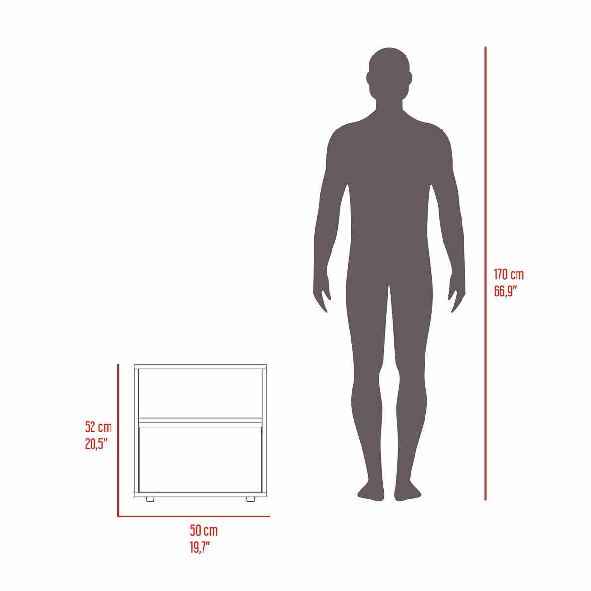 Mesa de Noche Galanto Plomo 50 cm con Una Puerta Abatible y Entrepaño - Mesas de Noche | Bylmo