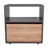 Mesa de Noche Galanto Plomo 50 cm con Una Puerta Abatible y Entrepaño - Mesas de Noche | Bylmo