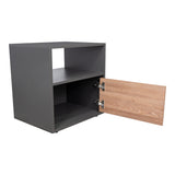 Mesa de Noche Galanto Plomo 50 cm con Una Puerta Abatible y Entrepaño - Mesas de Noche | Bylmo