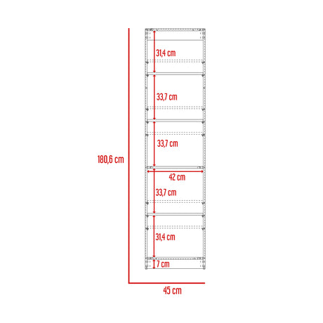 Estantería Home Blanco 45x181cm con Cinco Compartimientos - Bibliotecas y Estanterías | Bylmo