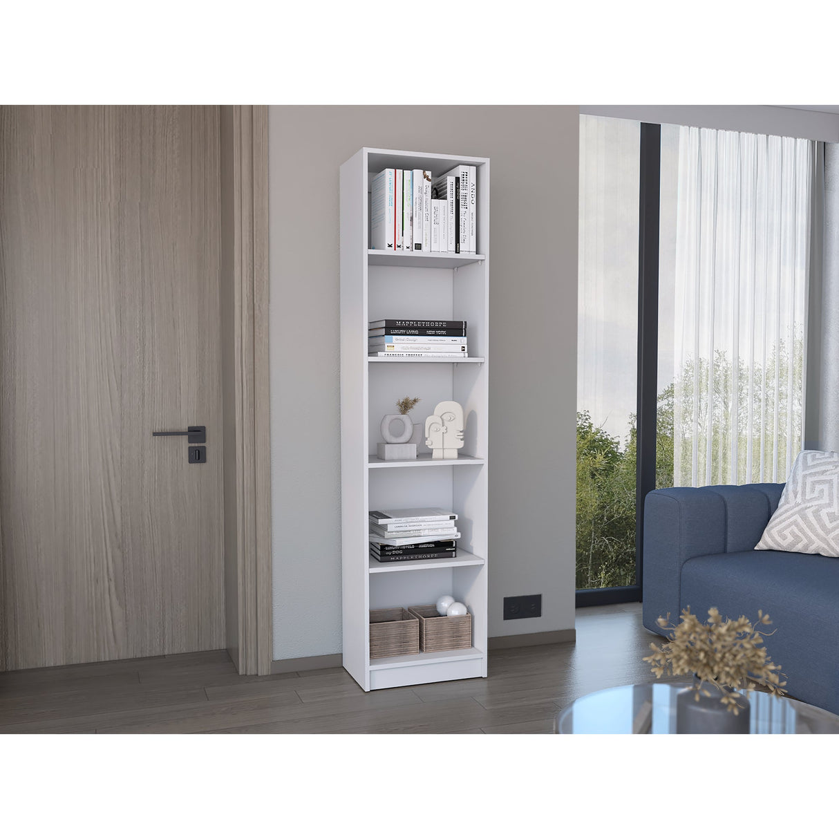 Estantería Home Blanco 45x181cm con Cinco Compartimientos