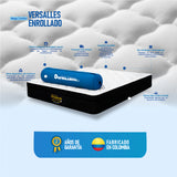 Combo Colchón Enrollado y Base Cama Versalles Negro Doble 140 X 190 Cm Medio Firme Ortopedico e Hipoalergénico - Combos Habitacion | Bylmo