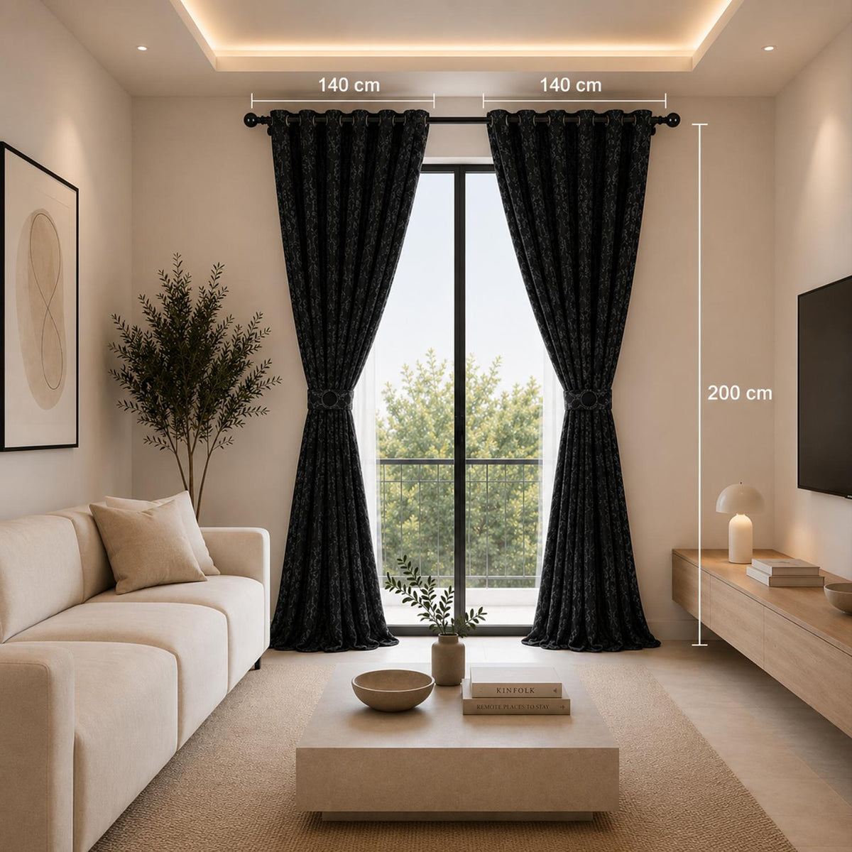 Cortina Jacquard Negro 280x200cm de Figuras