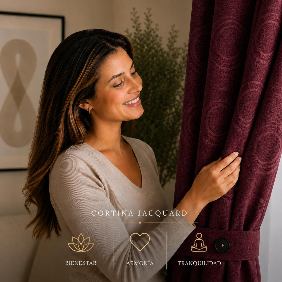 Cortina Jacquard Vinotinto 280x200cm de Figuras