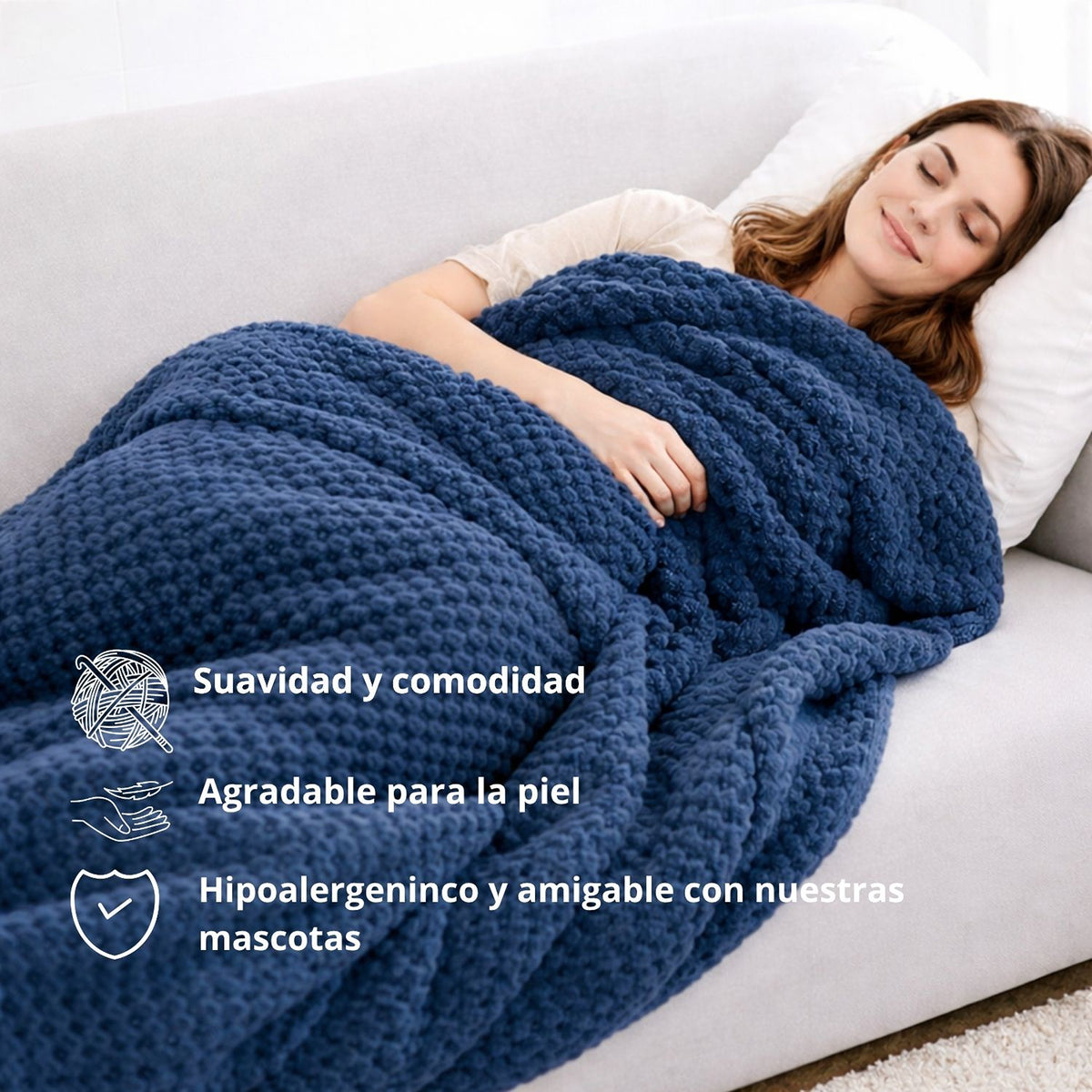 Cobija Azul 230x190cm Fondo Entero Muy Suave