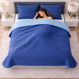 Colcha Doble Faz Azul y Azul Celeste 200x220cm para Colchón Doble 140 X 190 Cm Sin Acolchado Sin Relleno Fondo Entero
