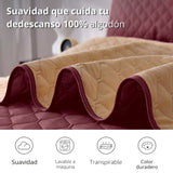 Colcha Doble Faz Vinotinto y Camel 200x220cm para Colchón Doble 140 X 190 Cm Sin Acolchado Sin Relleno Fondo Entero