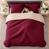 Colcha Doble Faz Vinotinto y Camel 200x220cm para Colchón Doble 140 X 190 Cm Sin Acolchado Sin Relleno Fondo Entero