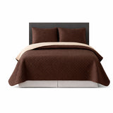 Colcha Doble Faz Café y Beige 260x230cm para Colchón King 200 X 200 Cm Sin Acolchado Sin Relleno Fondo Entero