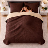 Colcha Doble Faz Café y Beige 260x230cm para Colchón King 200 X 200 Cm Sin Acolchado Sin Relleno Fondo Entero