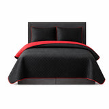 Colcha Doble Faz Rojo y Negra 200x220cm para Colchón Doble 140 X 190 Cm Sin Acolchado Sin Relleno Fondo Entero
