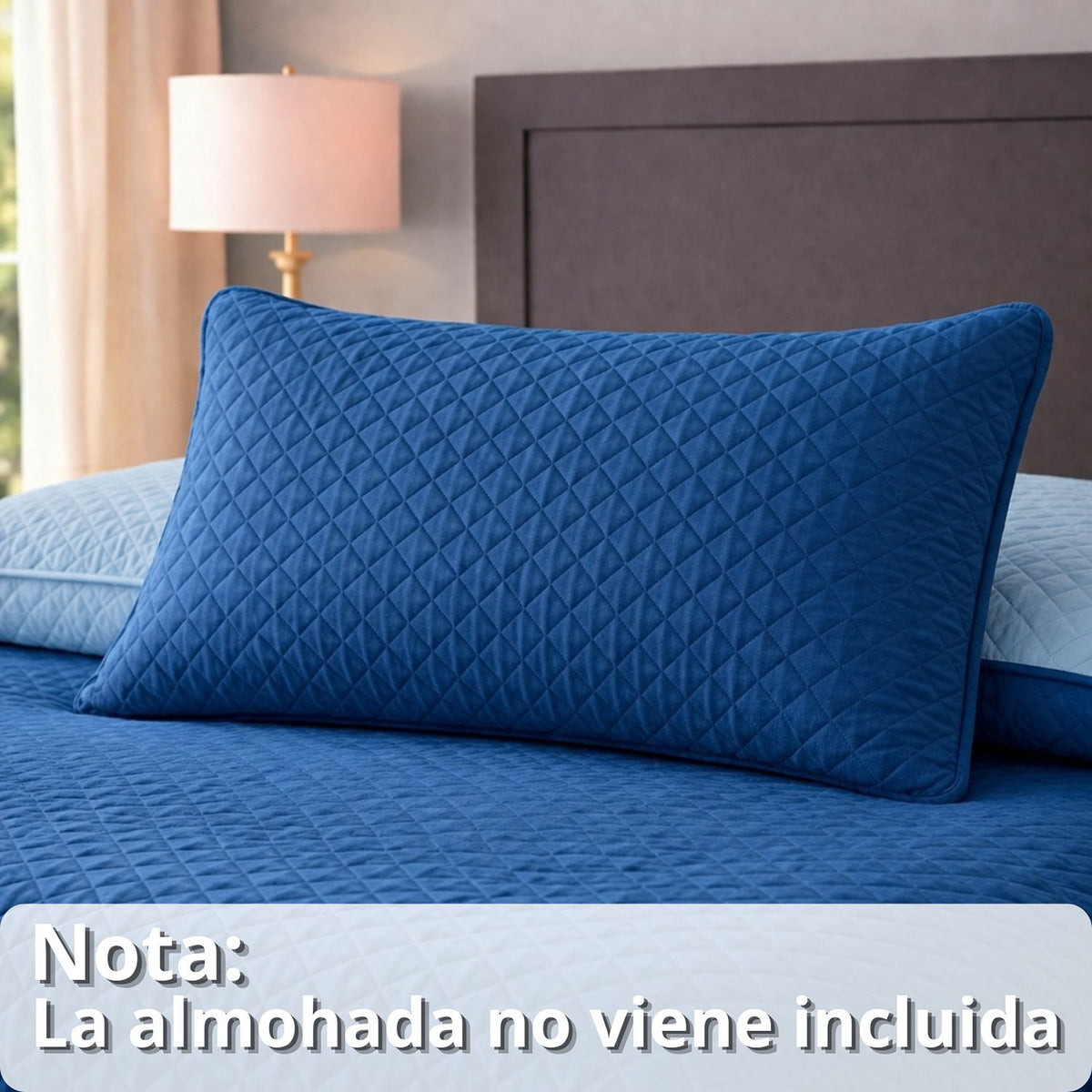 Colcha Doble Faz Gris y Azul 160x220cm para Colchón Sencillo 100 X 190 Cm Sin Acolchado Sin Relleno Fondo Entero