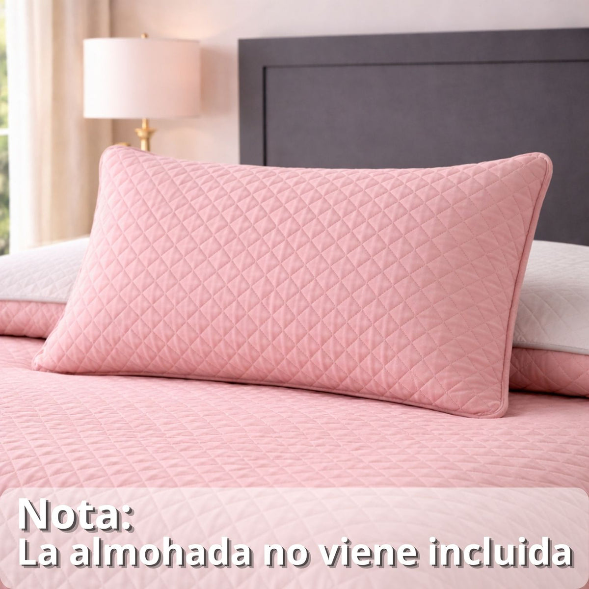 Colcha Doble Faz Gris y Rosada 180x220cm para Colchón Semidoble 120 X 190 Cm Sin Acolchado Sin Relleno Fondo Entero
