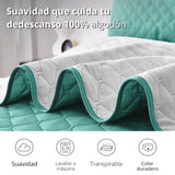 Colcha Doble Faz Gris y Verde 220x220cm para Colchón Queen 160 X 190 Cm Sin Acolchado Sin Relleno Fondo Entero