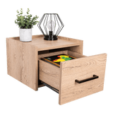 Mesa de Noche Flotante Boa Macadamia 35x25cm con Un Cajón - Mesas de Noche | Bylmo