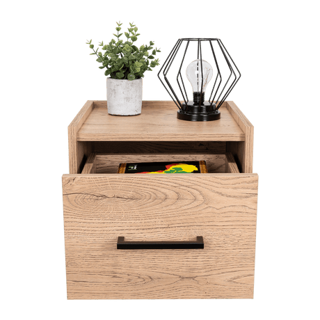 Mesa de Noche Flotante Boa Macadamia 35x25cm con Un Cajón - Mesas de Noche | Bylmo