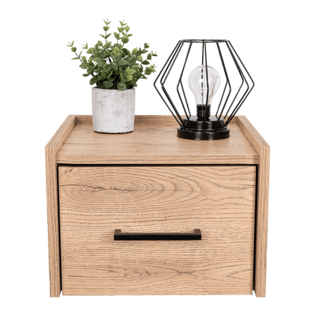 Mesa de Noche Flotante Boa Macadamia 35x25cm con Un Cajón - Mesas de Noche | Bylmo