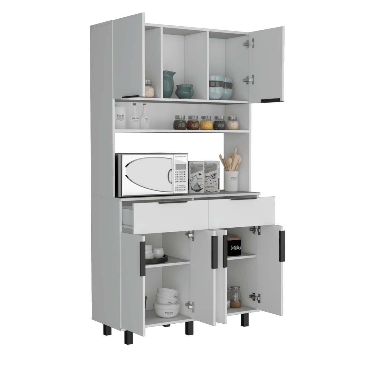 Alacena Oshawa 2m Blanco Diseño moderno fácil armado - Alacenas y Muebles Microondas | Bylmo