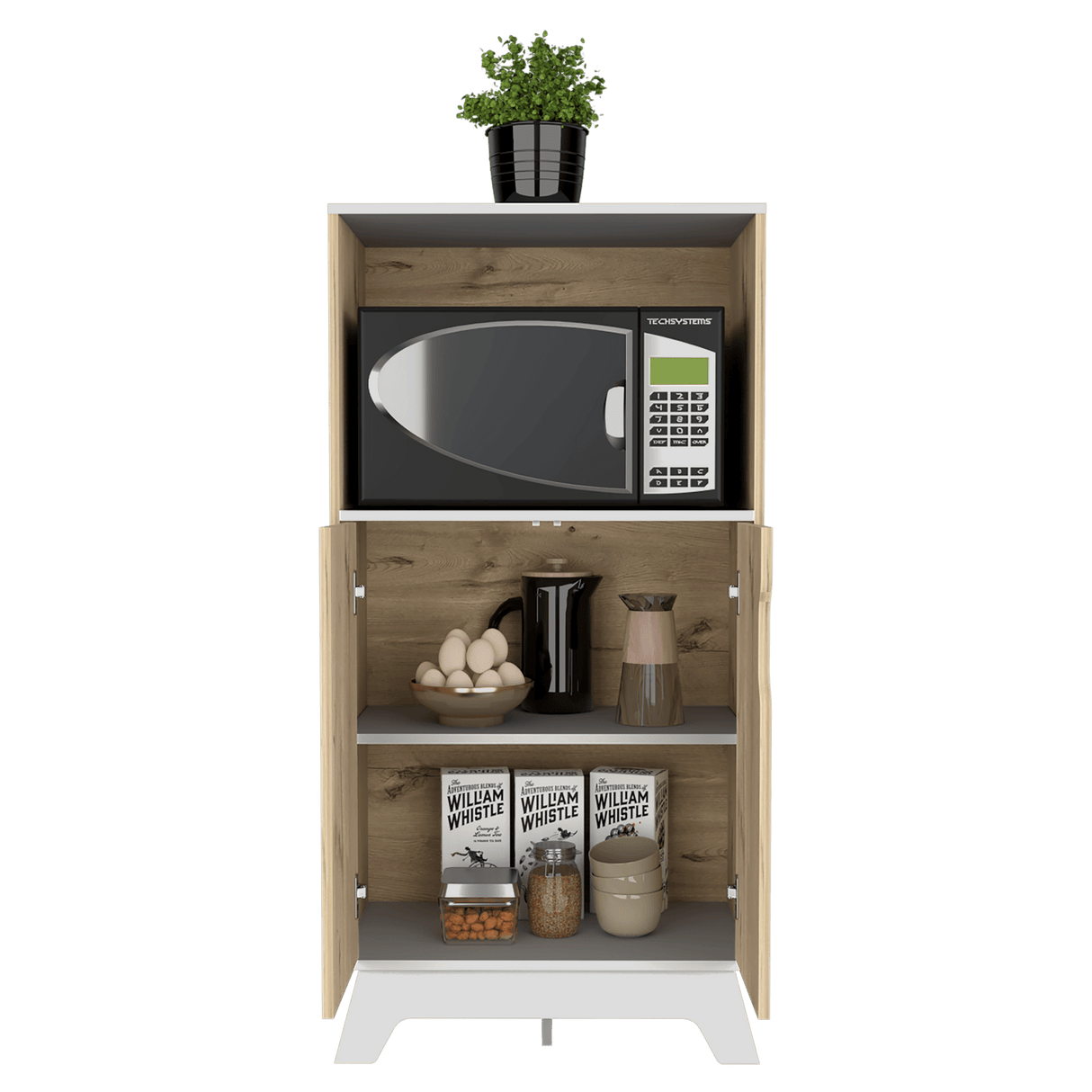 Mueble Microondas Diyue 2 puertas gran capacidad Duna y Blanco moderno 65 x 130cm - Alacenas y Muebles Microondas | Bylmo