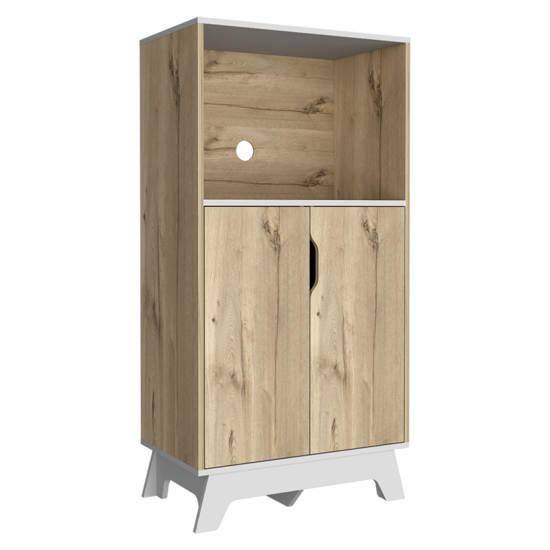 Mueble Microondas Diyue 2 Puertas Gran Capacidad Duna Y Blanco Moderno 65 X 130cm