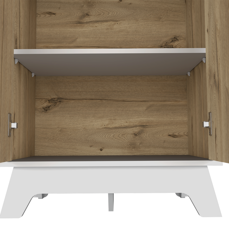 Mueble Microondas Diyue 2 Puertas Gran Capacidad Duna Y Blanco Moderno 65 X 130cm