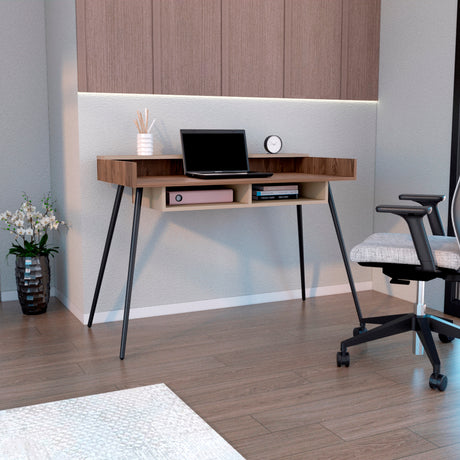 Escritorio Marlow Coñac 124x55x82.7cm MDP Patas Metálicas 5 años Garantía - Escritorios | Bylmo
