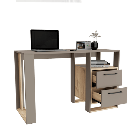 Escritorio Verlot 120x52cm 2 cajones color Taupe cent. de computo - Escritorios | Bylmo