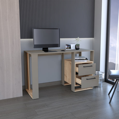 Escritorio Verlot 120x52cm 2 cajones color Taupe cent. de computo - Escritorios | Bylmo