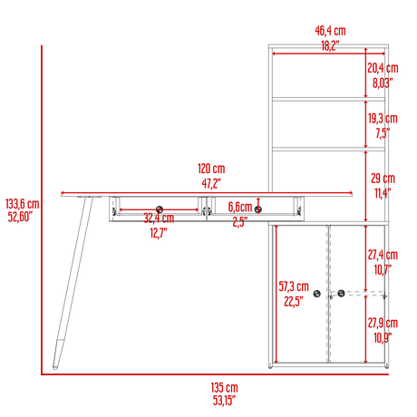 Escritorio Alfari Duna 60x135cm MDP 1 año garantía 30kg capacidad - Escritorios | Bylmo