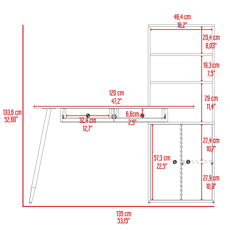 Escritorio Alfari Duna 60x135cm Mdp 1 Año Garantía 30kg Capacidad