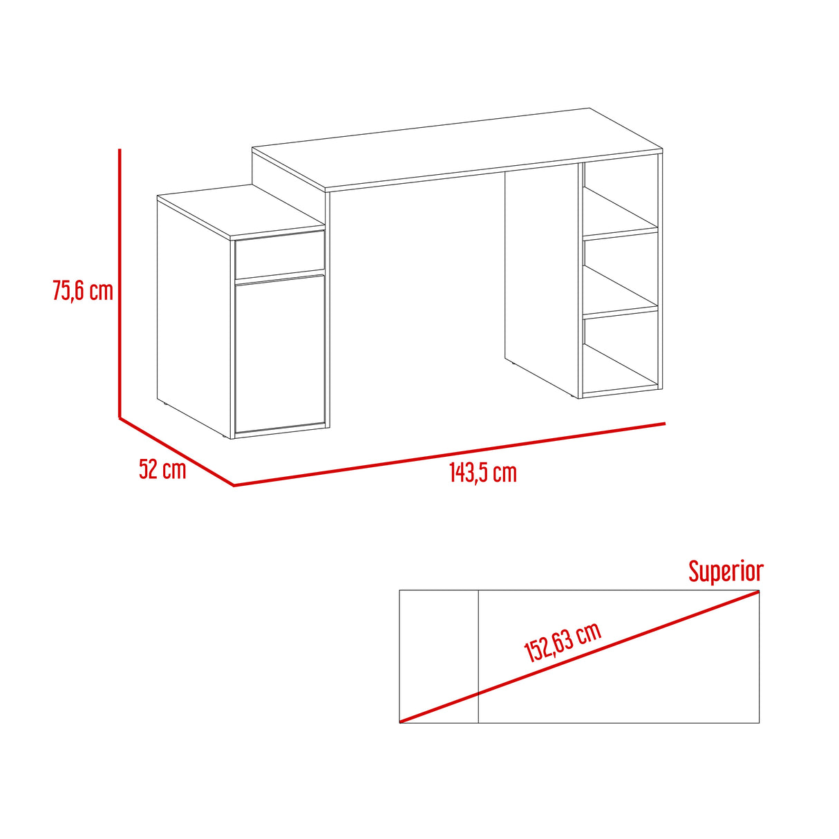 Escritorio Alma Duna Amplia Superficie MDP Moderno - Escritorios | Bylmo