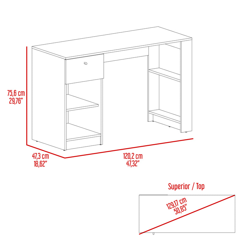 Escritorio Home Compacto Ceniza 47.3x120.2x75.6cm 1 Cajón