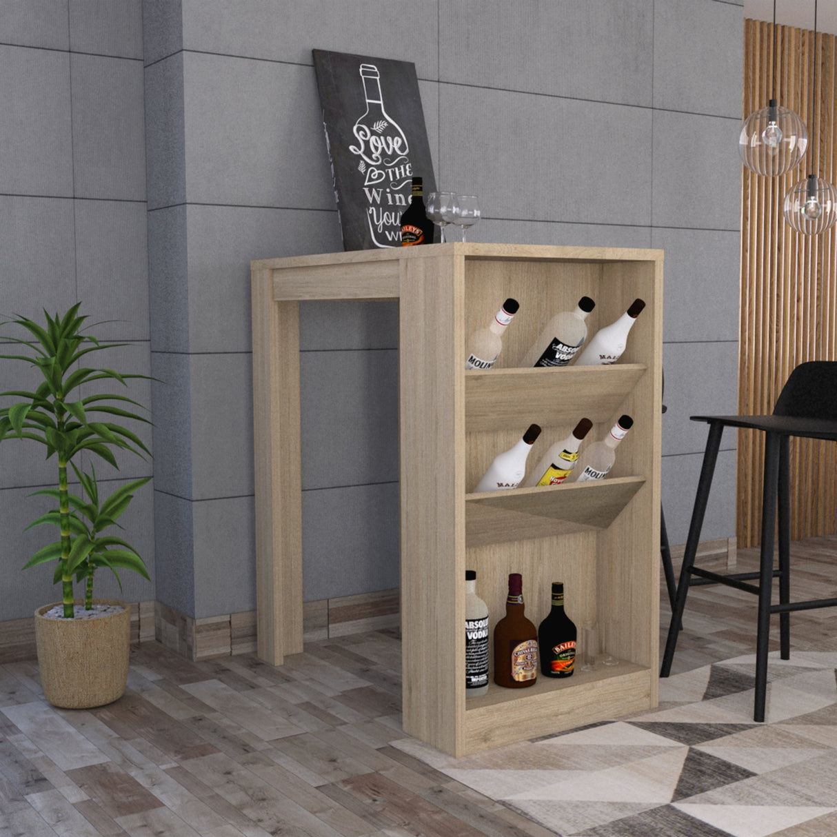 Mesa Bar Syrah Con Entrepaños Inclinados 58x91 Cm Color Rovere Moderna - Bares | Bylmo