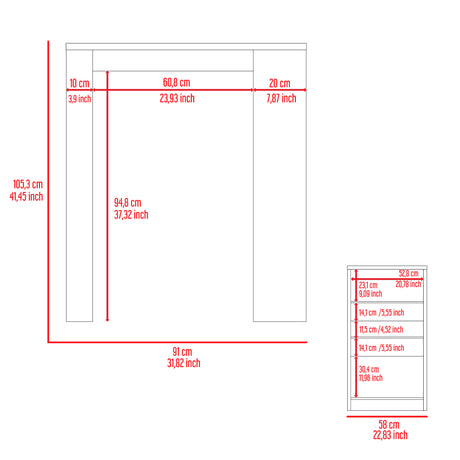 Mesa Bar Syrah Con Entrepaños Inclinados 58x91 Cm Color Rovere Moderna - Bares | Bylmo