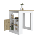 Isla de Cocina Stirling 59x92 Blanco Macadamia Moderna - Barras y Muebles Auxiliares | Bylmo