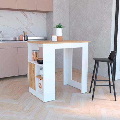 Isla de Cocina Stirling 59x92 Blanco Macadamia Moderna - Barras y Muebles Auxiliares | Bylmo