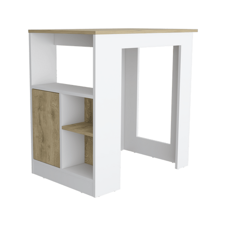 Isla de Cocina Stirling 59x92 Blanco Macadamia Moderna - Barras y Muebles Auxiliares | Bylmo