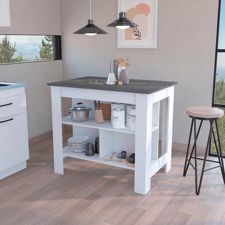 Isla de Cocina Cala 70x103 Blanco Onix Moderno - Barras y Muebles Auxiliares | Bylmo
