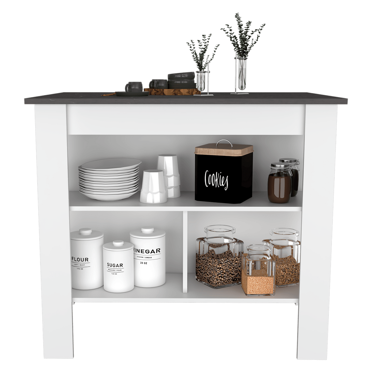 Isla de Cocina Cala 70x103 Blanco Onix Moderno - Barras y Muebles Auxiliares | Bylmo