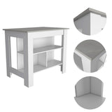 Isla de Cocina Cala 70x103 Blanco Ibiza con 2 Estantes - Barras y Muebles Auxiliares | Bylmo