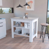 Isla de Cocina Cala 70x103 Blanco Ibiza con 2 Estantes - Barras y Muebles Auxiliares | Bylmo
