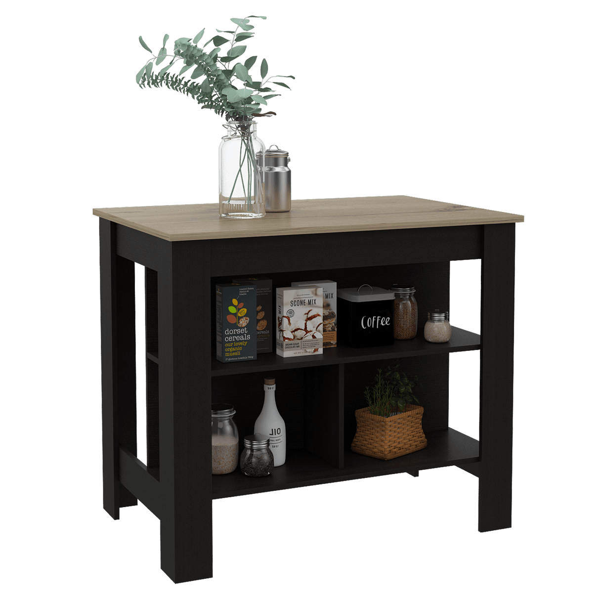 Isla de Cocina Cala 70x103 Wengue Duna 2 Entrepaños - Barras y Muebles Auxiliares | Bylmo