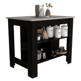 Isla de Cocina Cala 70x103 Wengue Ibiza 2 Entrepaños Moderna - Barras y Muebles Auxiliares | Bylmo