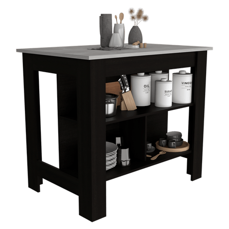 Isla de Cocina Cala 70x103 Wengue Ibiza 2 Entrepaños Moderna - Barras y Muebles Auxiliares | Bylmo