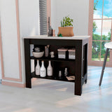 Isla de Cocina Cala 70x103 Wengue Ibiza 2 Entrepaños Moderna - Barras y Muebles Auxiliares | Bylmo